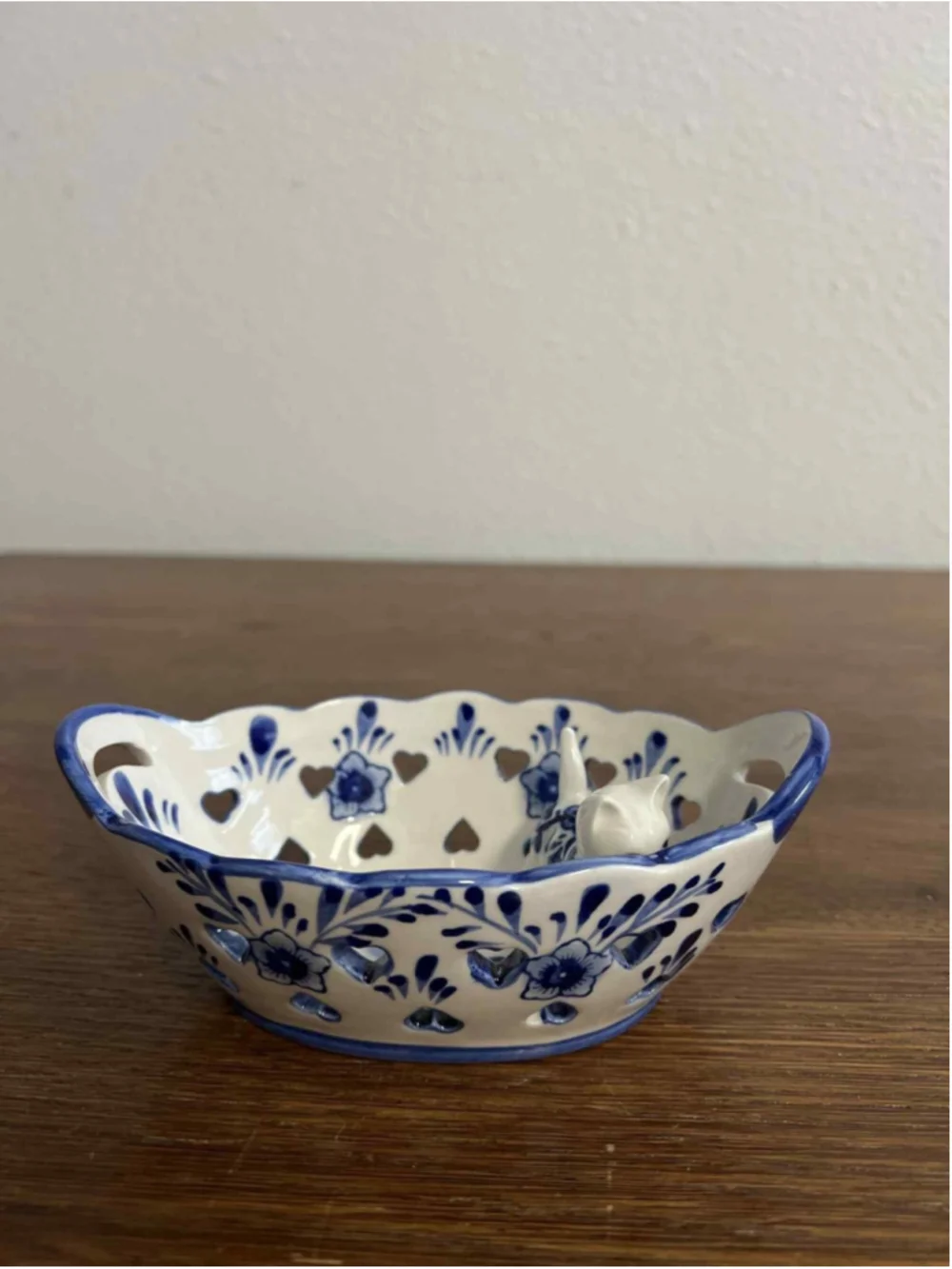 Vintage Delft Blue Holland Cat Basket Sets Hand Painted Porcelain Lot X2 Damaged